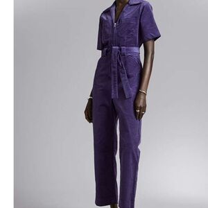 & Other Stories Purple Corduroy Belted Jumpsuit